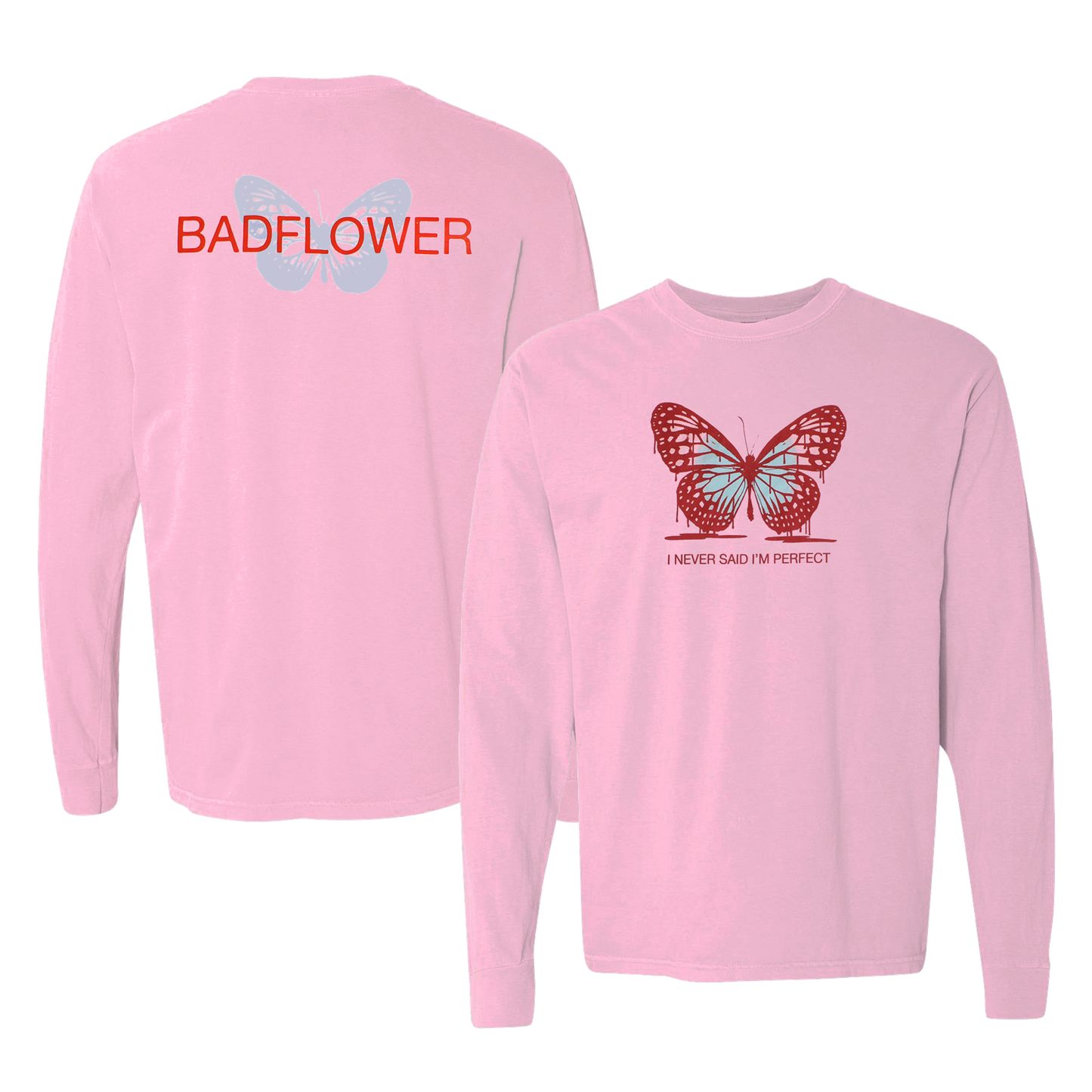 Badflower Never Said Long Sleeve (Blossom) front and back