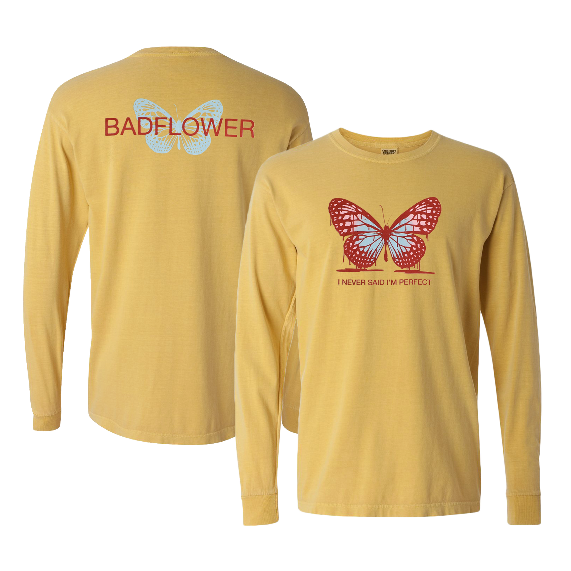 Badflower Never Said Long Sleeve (Mustard) front and back